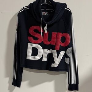 Superdry Black Hoodie with Red and White Accents